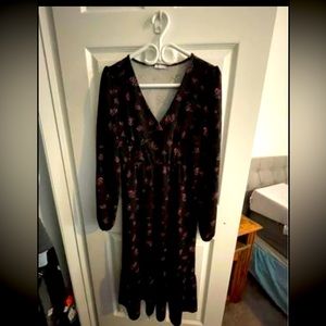 Black Long Sleeve Dress with Roses